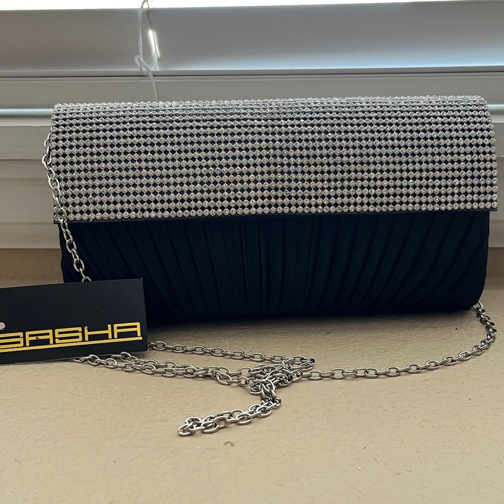 Sasha Black and Silver Clutch